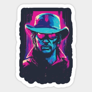 Synthwave Cowboy from the 80s Retro Vintage Sticker